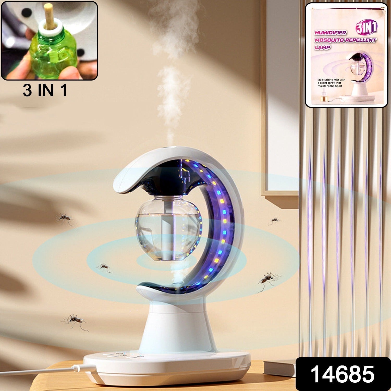 3-in-1 LED Lamp with Humidifier and Mosquito Repellent (1 Pc) 3-in-1 LED Lamp with Humidifier and Mosquito Repellent (1 Pc)